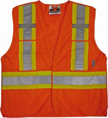 Viking - Size S/M High Visibility Orange Solid Breakaway Vest - 37 to 40" Chest, Hook & Loop Closure, 4 Pockets, Polyester - Industrial Tool & Supply