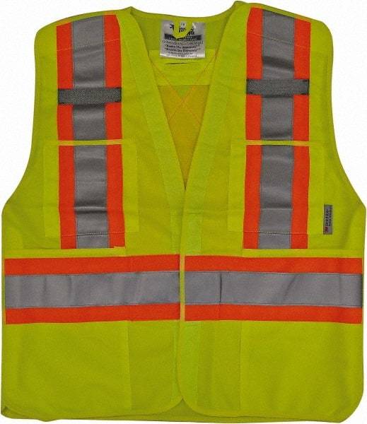 Viking - Size S/M High Visibility Lime Solid Breakaway Vest - 37 to 40" Chest, Hook & Loop Closure, 4 Pockets, Polyester - Industrial Tool & Supply