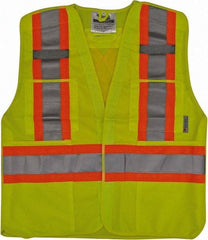 Viking - Size S/M High Visibility Lime Solid Breakaway Vest - 37 to 40" Chest, Hook & Loop Closure, 4 Pockets, Polyester - Industrial Tool & Supply