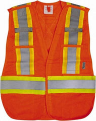 Viking - Size 3XL High Visibility Orange Mesh Public Safety Vest - 55" Chest, Zipper Closure, 4 Pockets, Polyester - Industrial Tool & Supply