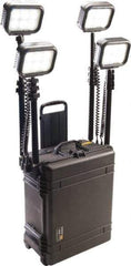 Pelican Products, Inc. - 12 Volt, 88 Watt, Electric, LED Portable Floor Work Light - 13.78" Cord, 4 Heads, 12,000 Lumens, Polypropylene, 24.83" Long x 19.57" Wide x 11.93" High - Industrial Tool & Supply