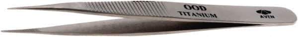 Aven - 4-3/4" OAL OOD-SA Precision Tweezers - Fine Straight Point - Industrial Tool & Supply