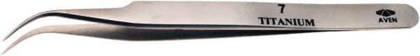 Aven - 4-3/4" OAL 7 Precision Tweezers - Curved Shape, 7A, Fine Tips - Industrial Tool & Supply