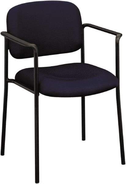 Basyx - Fabric Navy Stacking Chair - Black Frame, 23-1/4" Wide x 21" Deep x 32-3/4" High - Industrial Tool & Supply