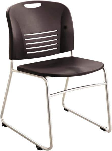Safco - Plastic Black Stacking Chair - Silver Frame, 22-1/2" Wide x 19-1/2" Deep x 32-1/2" High - Industrial Tool & Supply