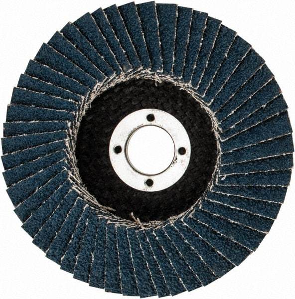 3M - 40 Grit, 4" Disc Diam, 5/8" Center Hole, Type 29 Zirconia Alumina Flap Disc - 13,300 Max RPM, Cloth Backing, Arbor Attaching System, Coated - Industrial Tool & Supply