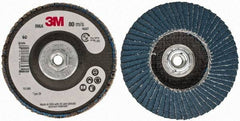 3M - 60 Grit, 4" Disc Diam, 3/8-24 Center Hole, Type 29 Zirconia Alumina Flap Disc - 13,300 Max RPM, Cloth Backing, Arbor Attaching System, Coated - Industrial Tool & Supply