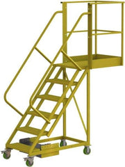 TRI-ARC - 102" 6 Step Configurable Cantilever Ladder - Unsupported, 300 Lb Capacity, 60" Platform Height, 30" Base Width x 82" Base Depth, Perforated Tread - Industrial Tool & Supply
