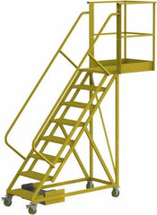 TRI-ARC - 122" 8 Step Configurable Cantilever Ladder - Unsupported, 300 Lb Capacity, 80" Platform Height, 30" Base Width x 99" Base Depth, Perforated Tread - Industrial Tool & Supply