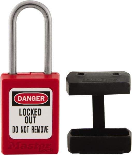 Master Lock - 1.52 Inch Long, Black, TPE Padlock Cover - Compatible with Lockout Padlock and 1/4 Inch Shackle Diameter, Use with S31, S32 and S33 - Industrial Tool & Supply