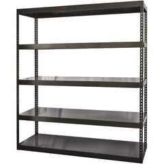 Hallowell - 5 Shelf Starter Solid Steel Waterfall Open Steel Shelving - 1 Lb Capacity, 72" Wide x 84" High x 36" Deep, Black - Industrial Tool & Supply