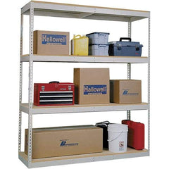 Hallowell - 4 Shelf Starter Open Steel Shelving - 1 Lb Capacity, 96" Wide x 84" High x 48" Deep, Tan - Industrial Tool & Supply