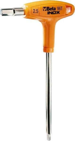 Beta - 5 Piece T-Handle Hex Key Set - Hex Range 2.5 to 6mm, 8-3/4" OAL, Stainless Steel - Industrial Tool & Supply