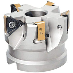 Iscar - 5 Inserts, 80mm Cut Diam, 27mm Arbor Diam, 13.5mm Max Depth of Cut, Indexable Square-Shoulder Face Mill - 0° Lead Angle, 50mm High, H690 TNKX 160610PNTR Insert Compatibility, Through Coolant, Series Helido - Industrial Tool & Supply