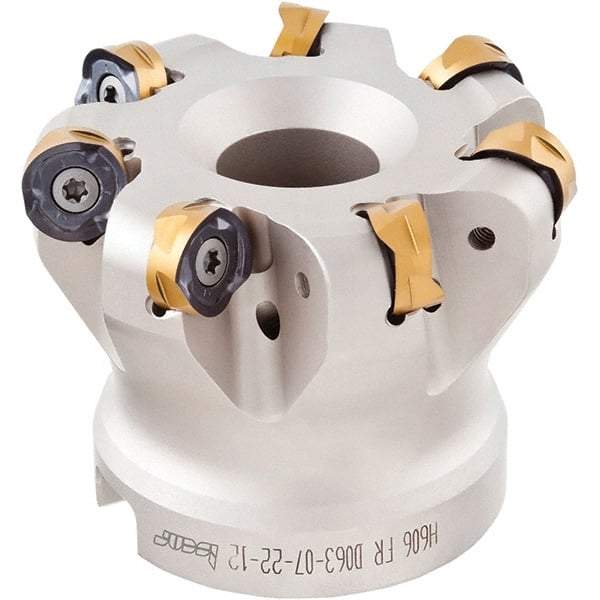 Iscar - 3" Cut Diam, 0.236" Max Depth, 1" Arbor Hole, 8 Inserts, H606 RXCU 1206-AX.. Insert Style, Indexable Copy Face Mill - H606 FR-12 Cutter Style, 2" High, Through Coolant, Series Helido - Industrial Tool & Supply