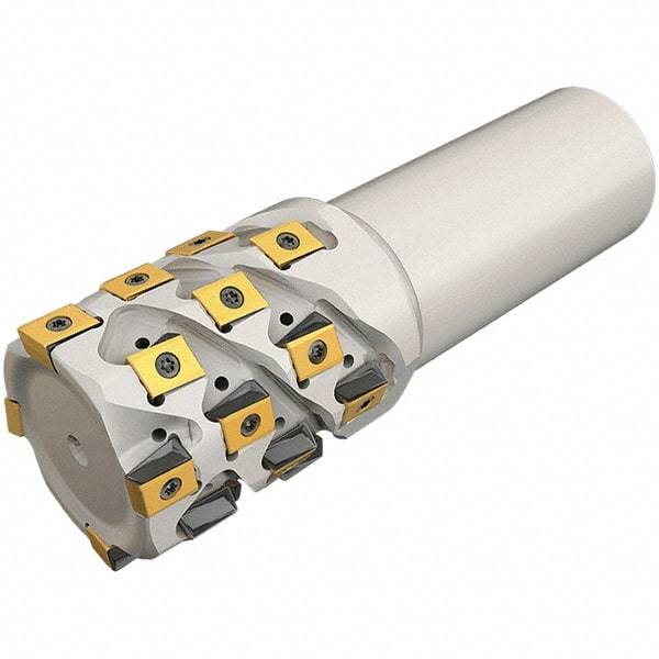 Iscar - 25mm Cut Diam, 30mm Max Depth of Cut, 25mm Shank Diam, 100mm OAL, Indexable Square Shoulder End Mill - T490 LN.. Inserts, Cylindrical Shank, 0° Lead Angle, Through Coolant, Series Helitang - Industrial Tool & Supply