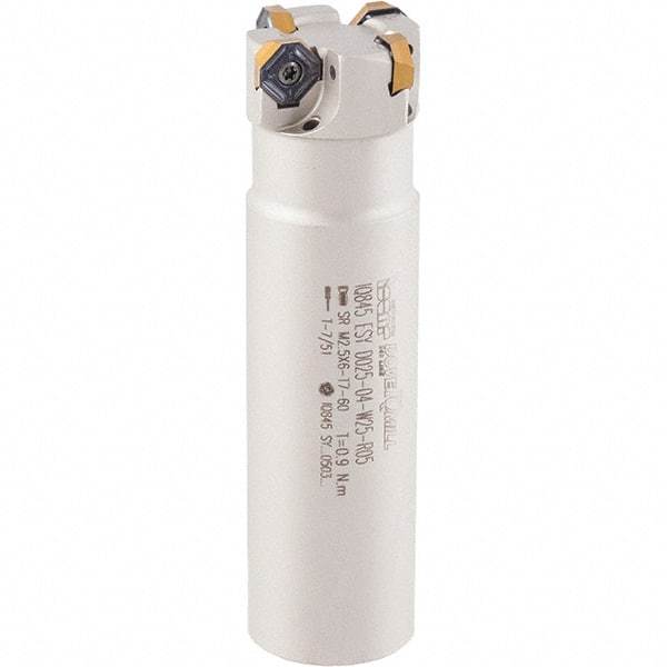 Iscar - 16mm Cut Diam, 5mm Max Depth of Cut, 16mm Shank Diam, 100mm OAL, Indexable Square Shoulder Helical End Mill - HM390 TCKT 0703PCTR Inserts, Cylindrical Shank, 0° Lead Angle, Through Coolant, Series HeliIQMill - Industrial Tool & Supply