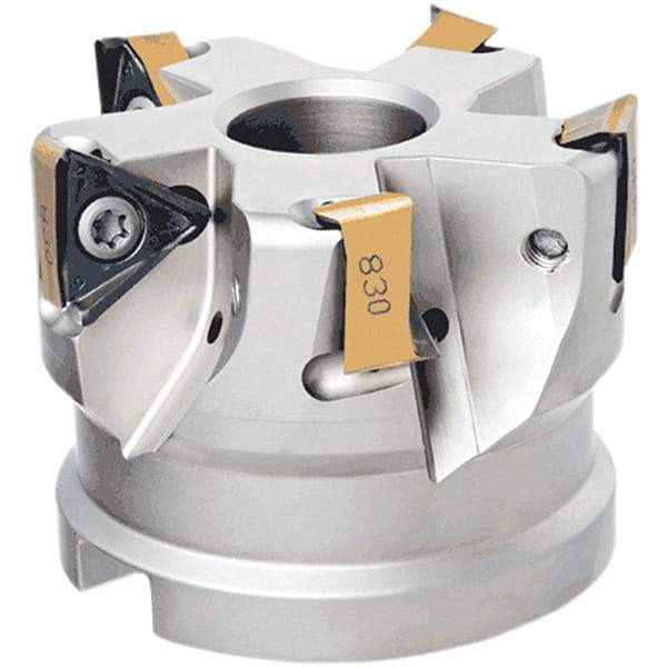 Iscar - 8 Inserts, 6" Cut Diam, 2" Arbor Diam, 17/32" Max Depth of Cut, Indexable Square-Shoulder Face Mill - 2-1/2" High, H690 TNKX 160610 Insert Compatibility, Series Helido - Industrial Tool & Supply