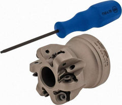 Iscar - 2" Cut Diam, 1/4" Max Depth, 3/4" Arbor Hole, 6 Inserts, H606 RXCU 43-AX.. Insert Style, Indexable Copy Face Mill - H606 FR-.50 Cutter Style, 2" High, Series Helido - Industrial Tool & Supply