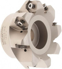 Iscar - 3.37" Cut Diam, 1" Arbor Hole, 0.18" Max Depth of Cut, 50° Indexable Chamfer & Angle Face Mill - 8 Inserts, IQ845 SYHU 07.. Insert, Right Hand Cut, Through Coolant, Series DoveIQMill - Industrial Tool & Supply