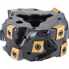 Iscar - 6 Inserts, 63mm Cut Diam, 24mm Max Depth of Cut, Indexable Square-Shoulder Face Mill - 0/90° Lead Angle, T490 LN.. 1306 Insert Compatibility, Through Coolant, Series Helitang - Industrial Tool & Supply