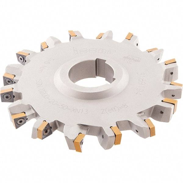Iscar - Arbor Hole Connection, 3/4" Cutting Width, 1-3/4" Depth of Cut, 6" Cutter Diam, 1-1/2" Hole Diam, 14 Tooth Indexable Slotting Cutter - SDN-XN13 Toolholder, XNMU 13 Insert - Industrial Tool & Supply