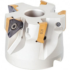 Iscar - 9 Inserts, 5" Cut Diam, 1-1/2" Arbor Diam, 0.512" Max Depth of Cut, Indexable Square-Shoulder Face Mill - 0/90° Lead Angle, 2-1/2" High, HM390 TDKT 1505 Insert Compatibility, Through Coolant, Series HeliIQMill - Industrial Tool & Supply