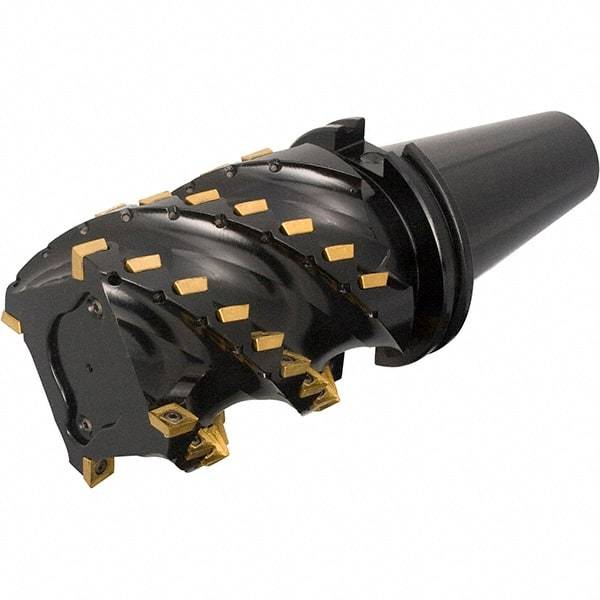 Iscar - 25mm Cut Diam, 19mm Max Depth of Cut, 25mm Shank Diam, 110mm OAL, Indexable Square Shoulder End Mill - A.KT Inserts, Weldon Shank, 90° Lead Angle, Through Coolant, Series Helimill - Industrial Tool & Supply