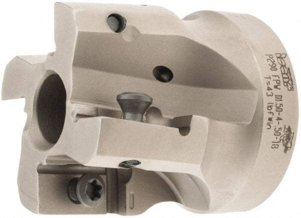 Iscar - 4 Inserts, 1-1/2" Cut Diam, 1/2" Arbor Diam, 0.708" Max Depth of Cut, Indexable Square-Shoulder Face Mill - 0° Lead Angle, 1.57" High, P290 AC.T 1806.. Insert Compatibility, Through Coolant, Series MillShred - Industrial Tool & Supply