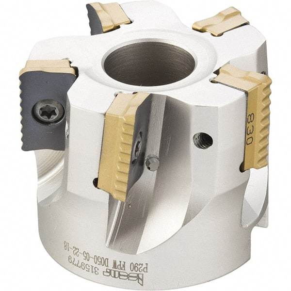 Iscar - 6 Inserts, 2-1/2" Cut Diam, 1" Arbor Diam, 0.708" Max Depth of Cut, Indexable Square-Shoulder Face Mill - 0° Lead Angle, 1.57" High, P290 AC.T 1806.. Insert Compatibility, Through Coolant, Series MillShred - Industrial Tool & Supply
