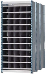 Hallowell - 50 Bin Heavy-Duty Deep Bin Industrial Shelving - 36 Inch Overall Width x 72 Inch Overall Depth x 87 Inch Overall Height, Blue and Platinum Steel Bins - Industrial Tool & Supply