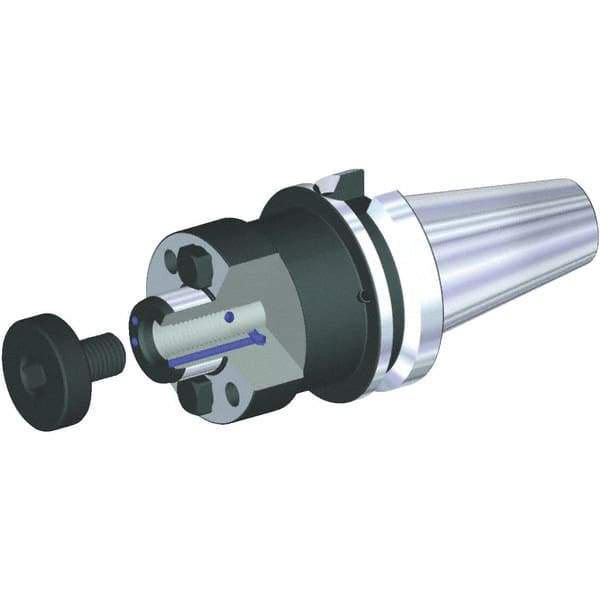 Kennametal - BT50 Taper Shank 40mm Pilot Diam Shell Mill Holder - 100mm Flange to Nose End Projection, 89mm Nose Diam, M20x2.5 Lock Screw, Through-Spindle & DIN Flange Coolant - Exact Industrial Supply