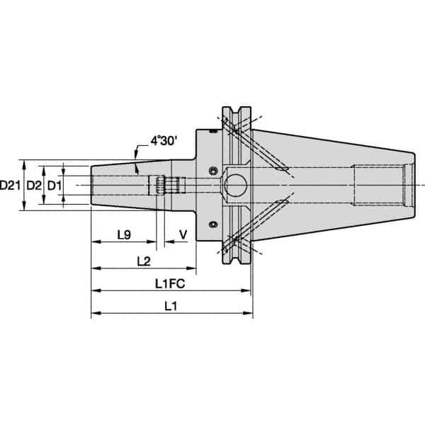 Kennametal - 8mm Hole Diam, CVKV40 Taper Shank Shrink Fit Tool Holder & Adapter - 88.9mm Projection, 21mm Nose Diam, 26mm Clamping Depth, 20,000 RPM, Through Coolant - Exact Industrial Supply