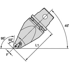 Kennametal - Left Hand Cut, Size KM63, WN.. Insert Compatiblity, Modular Turning & Profiling Cutting Unit Head - 115mm Head Length, Through Coolant, Series M-Clamping - Industrial Tool & Supply