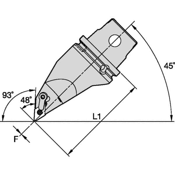 Kennametal - Left Hand Cut, Size KM63, DN.. Insert Compatiblity, Modular Turning & Profiling Cutting Unit Head - 115mm Head Length, Through Coolant, Series M-Clamping - Industrial Tool & Supply