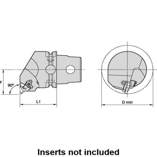 Kennametal - Insert Style LT 27NR, 60mm Head Length, Right Hand Cut, Internal Modular Threading Cutting Unit Head - System Size KM63TS, 43mm Center to Cutting Edge, Series LT Threading - Industrial Tool & Supply