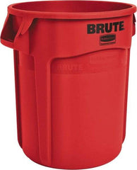 Rubbermaid - 20 Gal Red Round Trash Can - Polyethylene, 22.88" High - Industrial Tool & Supply