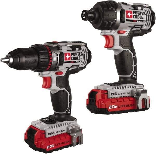Porter-Cable - 20 Volt Cordless Tool Combination Kit - Includes 1/2" Drill/Driver & 1/4" Impact Driver, Lithium-Ion Battery Included - Industrial Tool & Supply