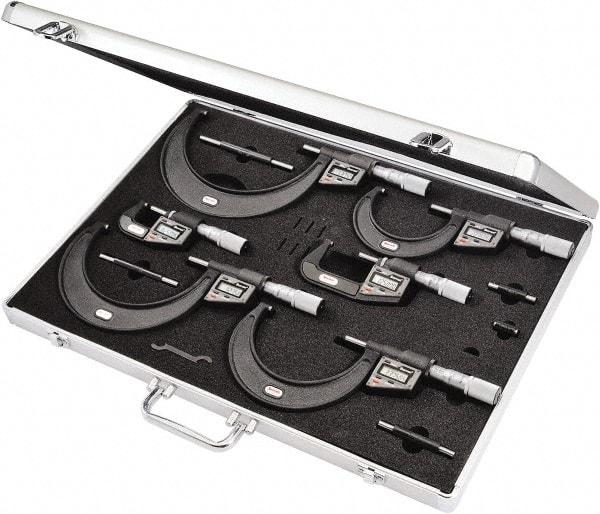 Starrett - 0 to 6" Range, 0.001mm Resolution, No Water Resistance Rating, Electronic Outside Micrometer Sets - Friction Thimble, Carbide Measuring Face - Industrial Tool & Supply