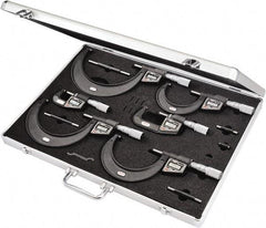 Starrett - 0 to 6" Range, 0.001mm Resolution, No Water Resistance Rating, Electronic Outside Micrometer Sets - Friction Thimble, Carbide Measuring Face - Industrial Tool & Supply