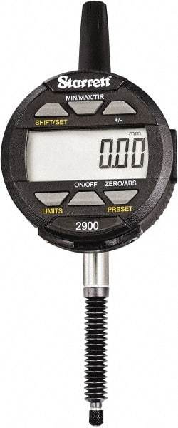 Starrett - 25mm Max Measurement, 0.01mm Graduation, Electronic Drop Indicator - Accurate to 0.03mm, Metric System, LCD Display - Industrial Tool & Supply