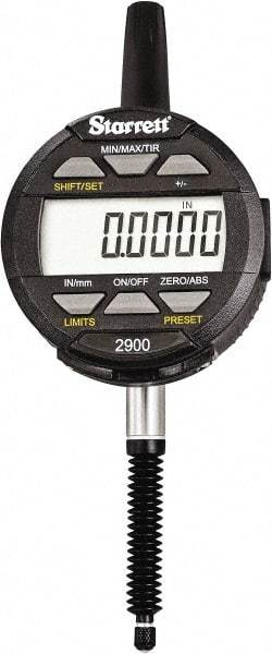 Starrett - 1" Max Measurement, 0.0005" Graduation, Electronic Drop Indicator - Accurate to 0.001", Inch & Metric System, LCD Display - Industrial Tool & Supply