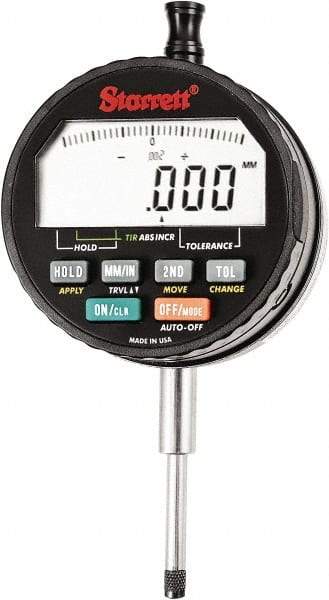 Starrett - 1" Max Measurement, 0.00005, 0.0001, 0.0005 & 0.001" Graduation, Electronic Drop Indicator - Accurate to 0.0001", Inch & Metric System, LCD Display - Industrial Tool & Supply