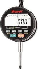 Starrett - 1" Max Measurement, 0.00005, 0.0001, 0.0005 & 0.001" Graduation, Electronic Drop Indicator - Accurate to 0.0001", Inch & Metric System, LCD Display - Industrial Tool & Supply