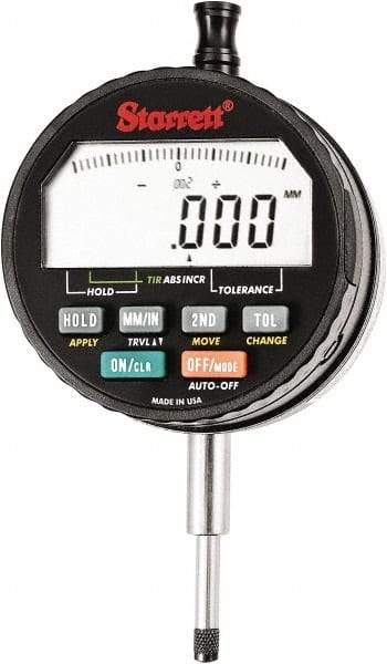 Starrett - 15mm Max Measurement, 0.00005, 0.0001, 0.0005 & 0.001" Graduation, Electronic Drop Indicator - Accurate to 0.0001", Inch & Metric System, LCD Display - Industrial Tool & Supply