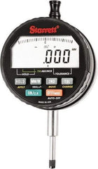 Starrett - 15mm Max Measurement, 0.00005, 0.0001, 0.0005 & 0.001" Graduation, Electronic Drop Indicator - Accurate to 0.0001", Inch & Metric System, LCD Display - Industrial Tool & Supply