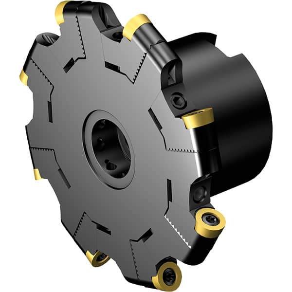 Sandvik Coromant - 0.6299" Cutting Width, 1.2008" Depth of Cut, 5" Cutter Diam, 1.2598" Hole Diam, 8 Tooth Indexable Slotting Cutter - Right Hand Cutting Direction - Industrial Tool & Supply