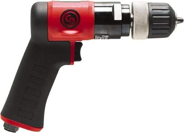 Chicago Pneumatic - 3/8" Keyless Chuck - Pistol Grip Handle, 3,000 RPM, 0.6 hp, 90 psi - Industrial Tool & Supply