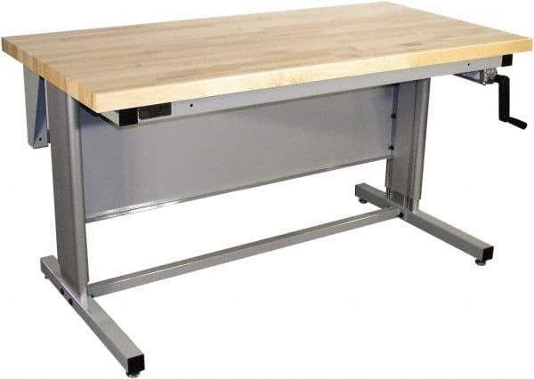Proline - 72 Wide x 30" Deep x 42" High, Maple Workbench - Adjustable Height Legs, Gray - Industrial Tool & Supply