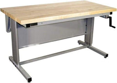 Proline - 72 Wide x 30" Deep x 42" High, Maple Workbench - Adjustable Height Legs, Gray - Industrial Tool & Supply